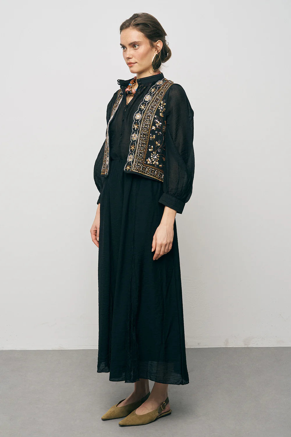 Black Beaded Vest