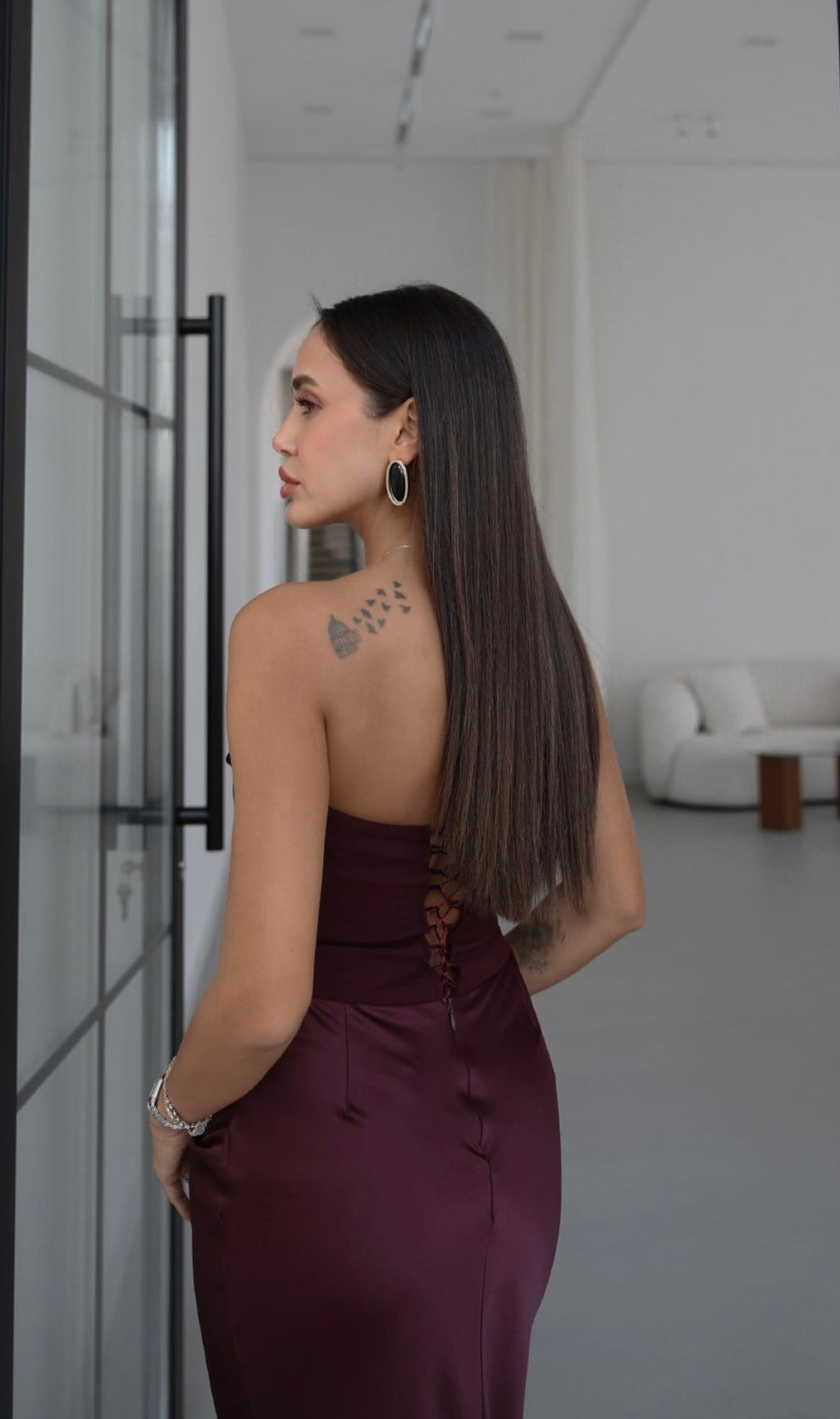 Burgundy Satin Dress