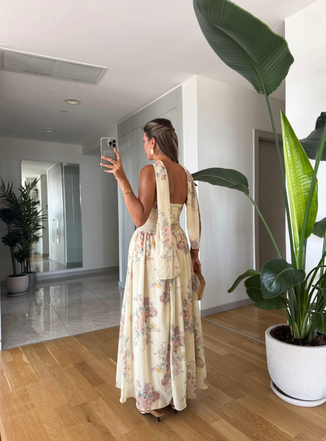 Floral Chiffon Dress with Scarf