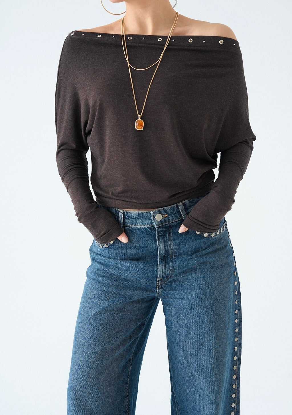 Brown Studded Top