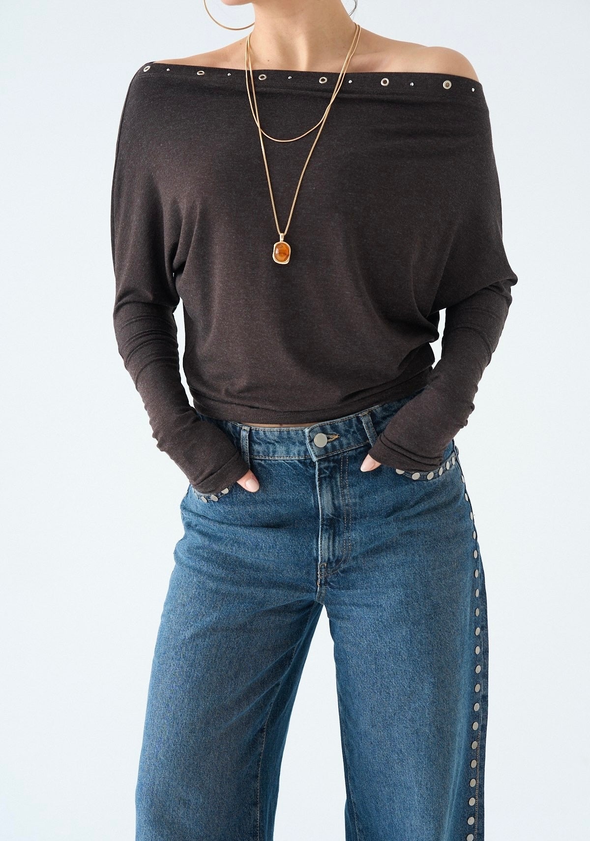 Brown Studded Top