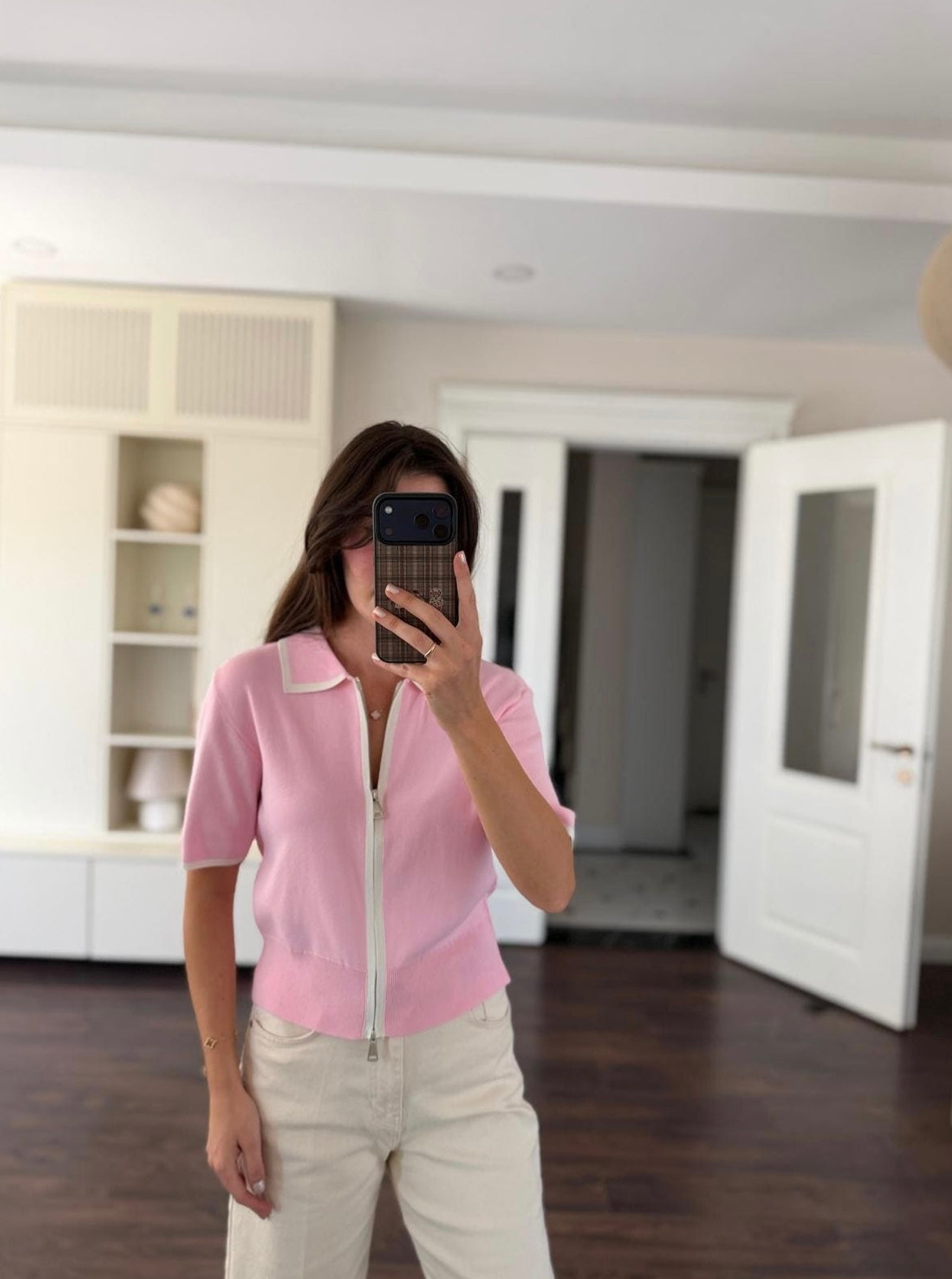 Zip Knit Top - Pink