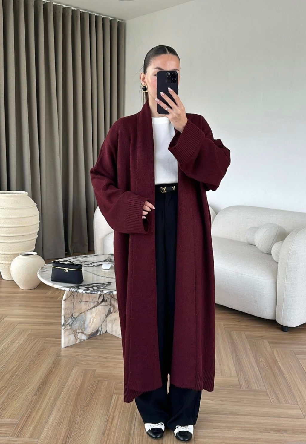 Basic Burgundy wool cardigan