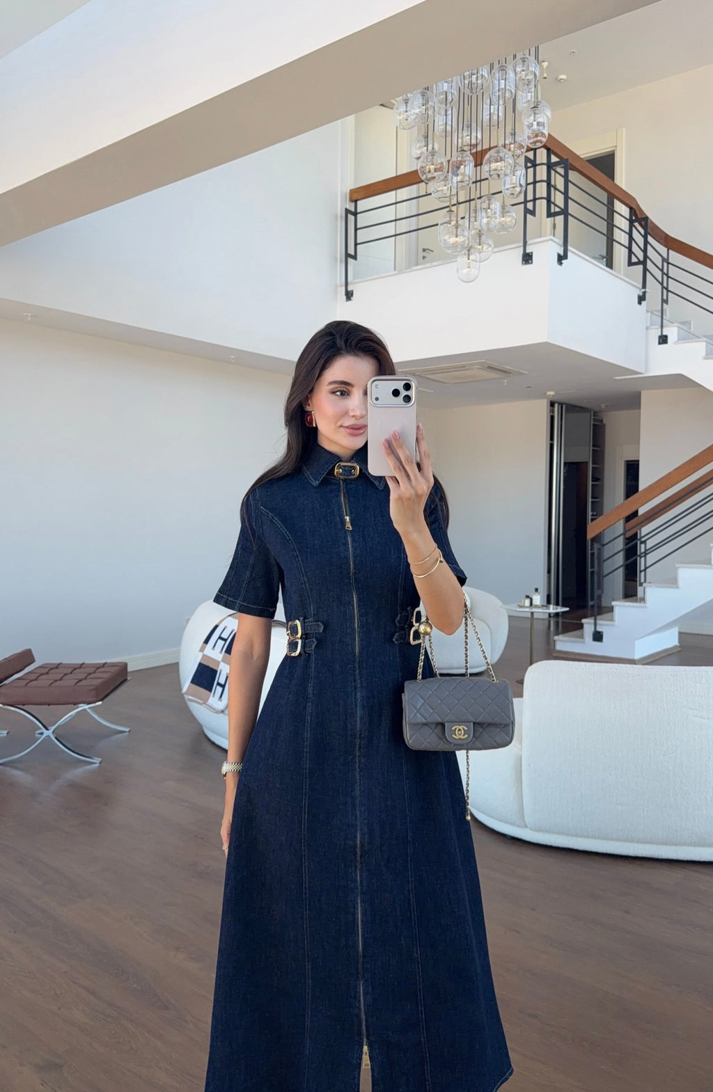 Buckle Denim Dress