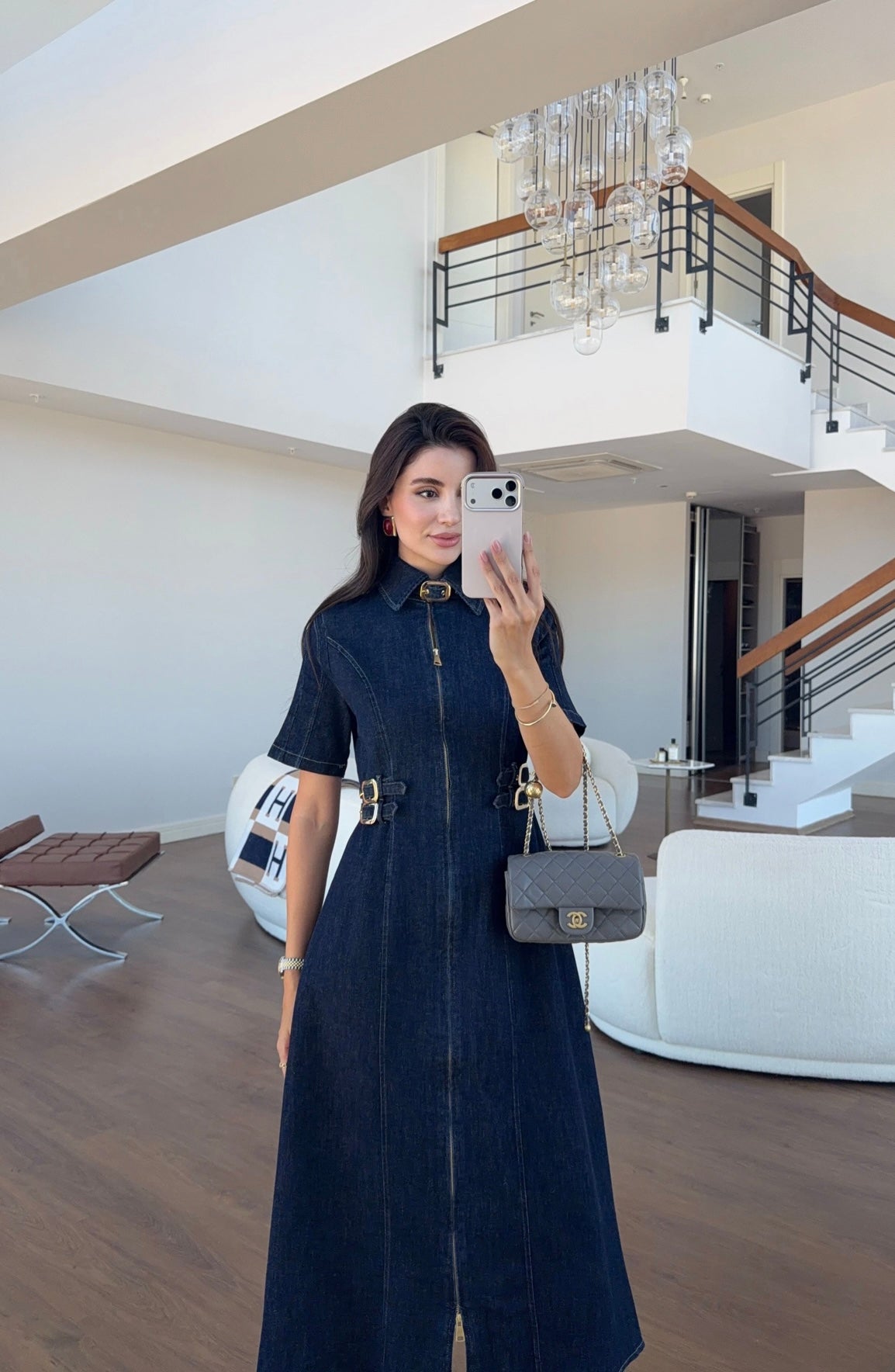 Buckle Denim Dress