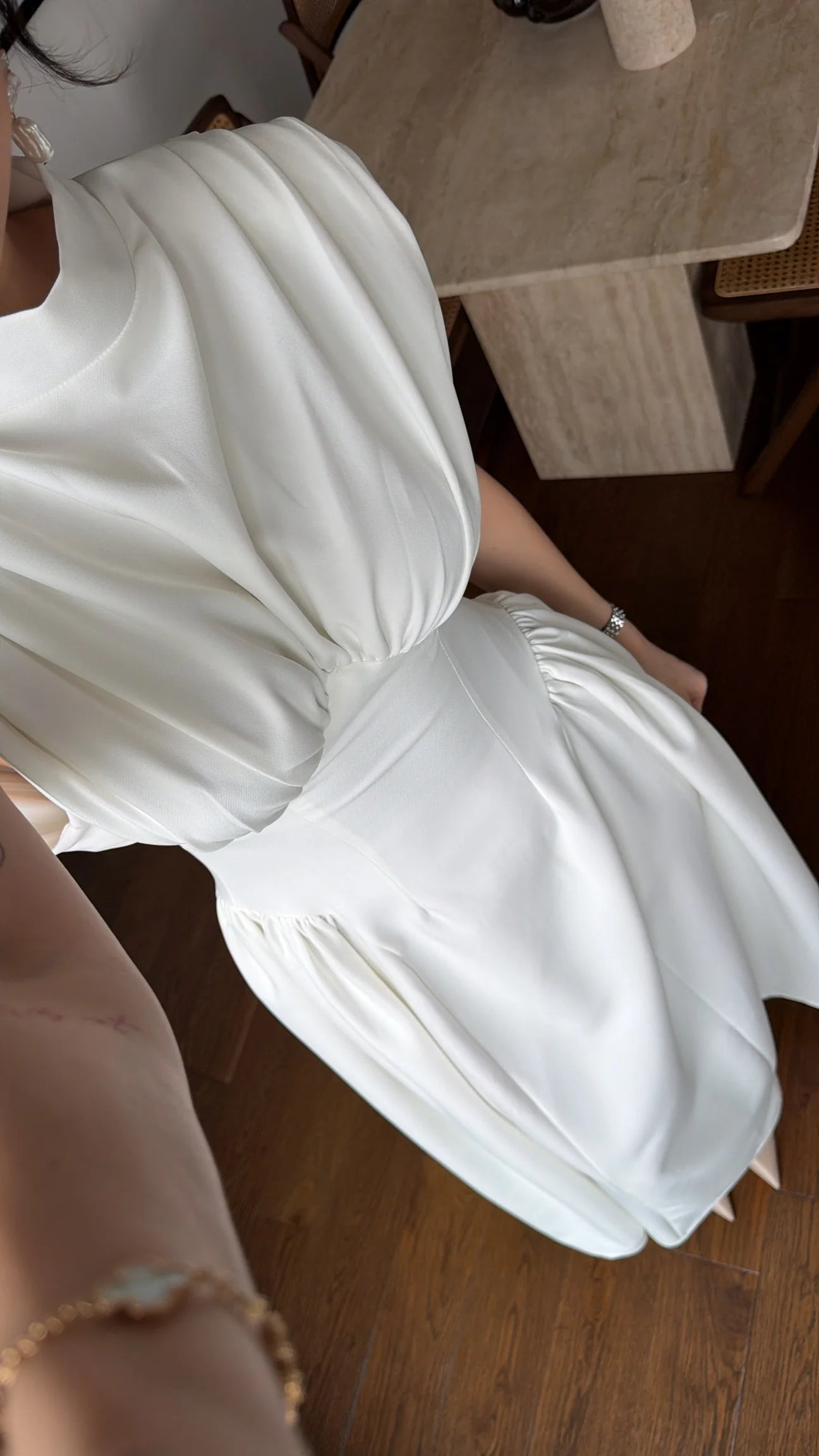 White Waist-detailed Dress