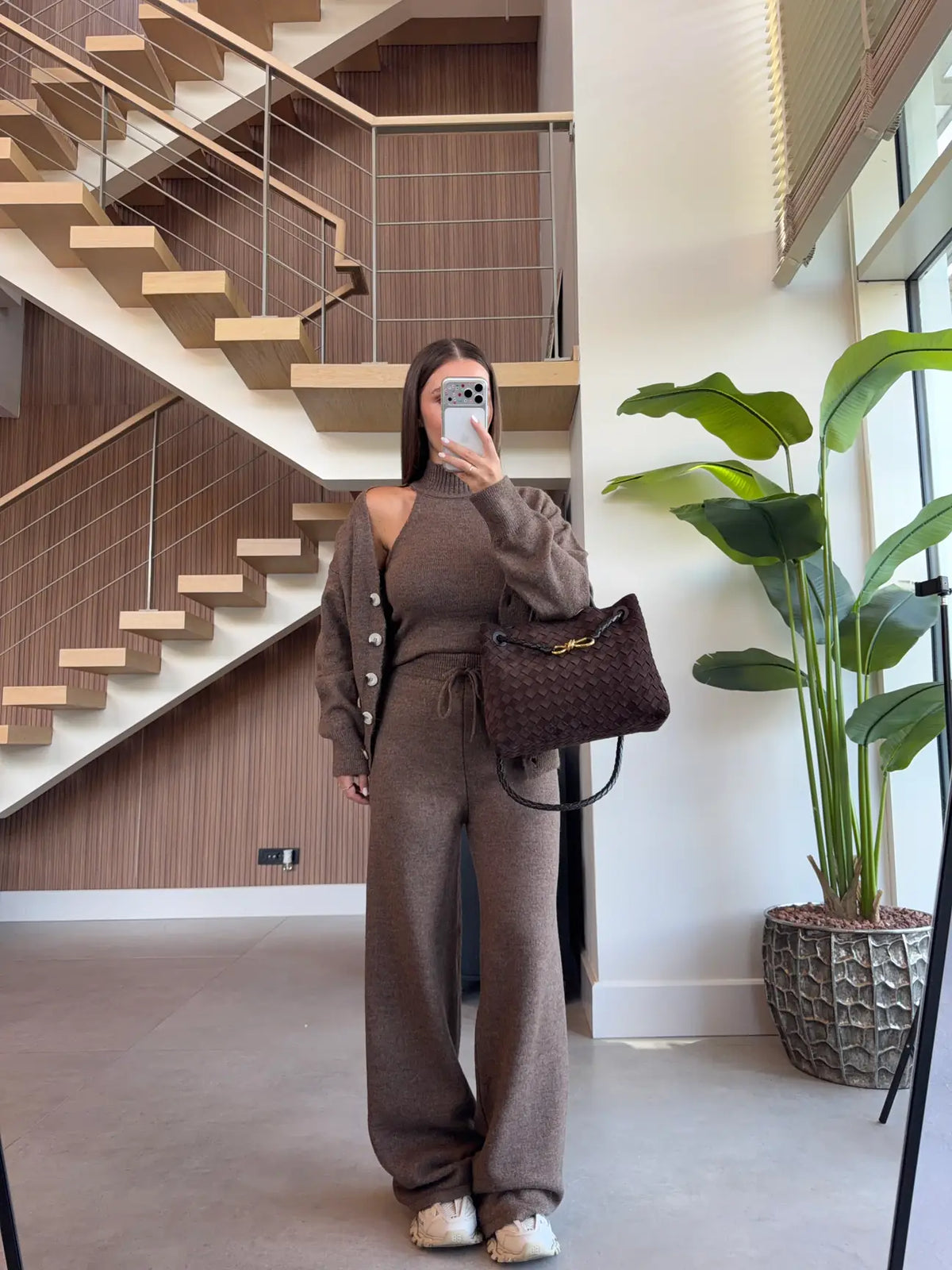 Knit 3-Piece Set - Brown
