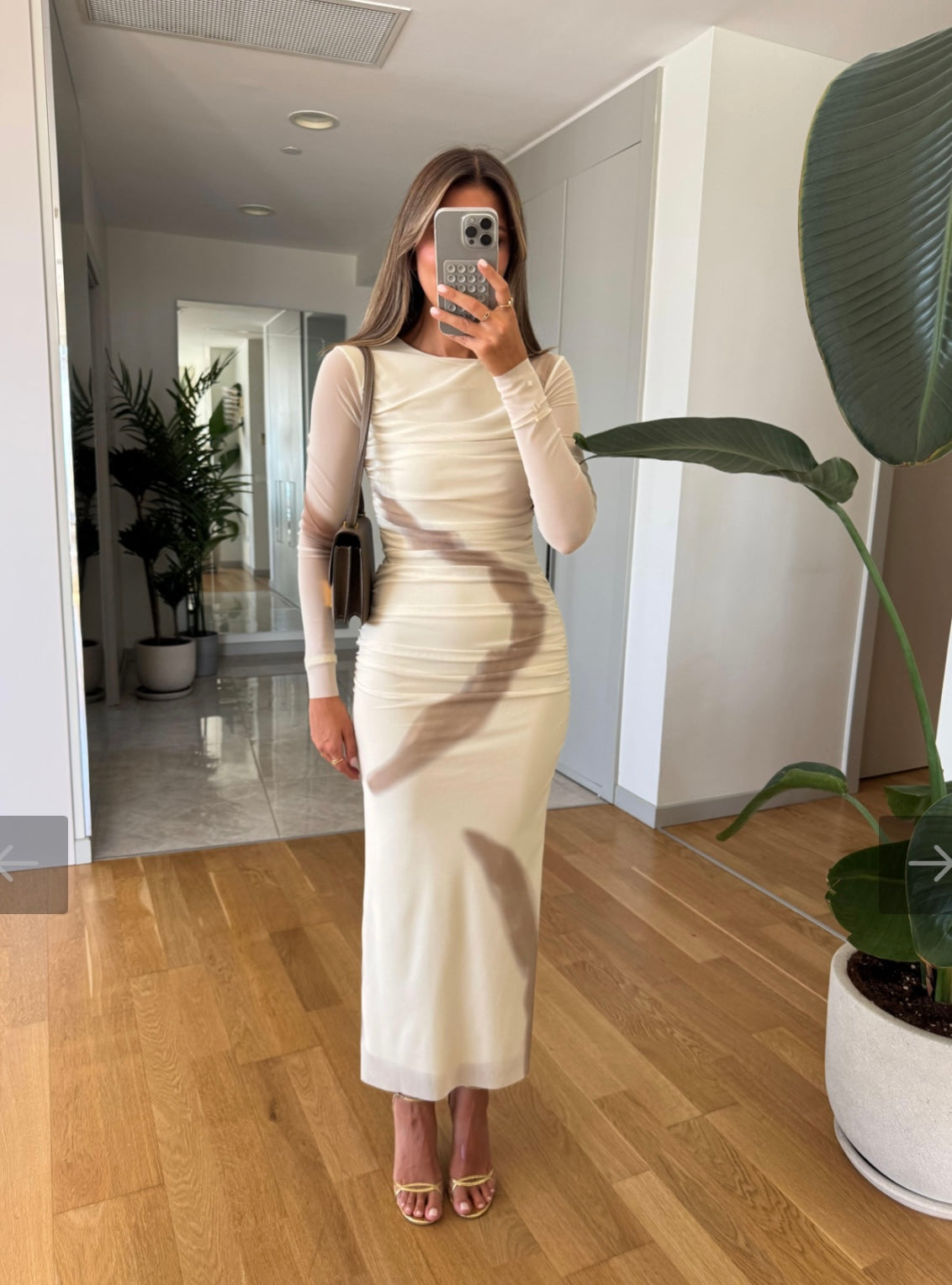 Ecru Patterned Dress