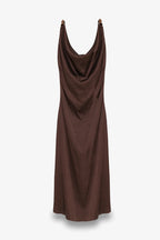 Back-tied Brown Dress