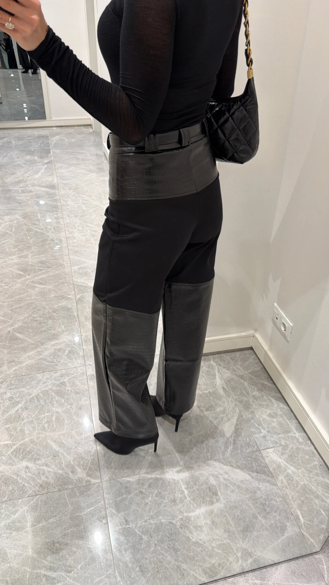 Leather Detailed-Pants