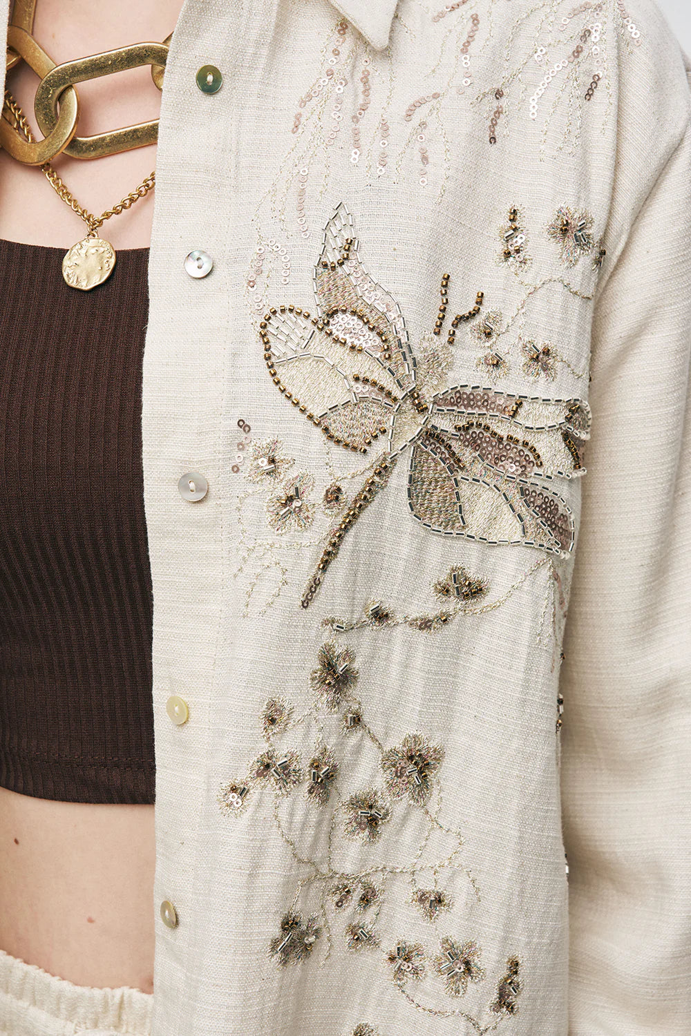 Linen Shirt with Embroidery