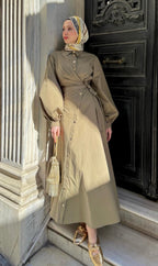 Side-Tied Dress - Khaki