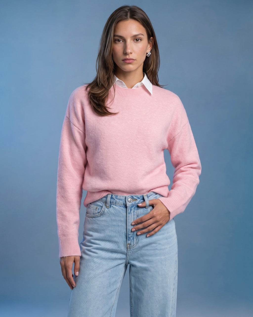 Classic Knit Sweater - Pink