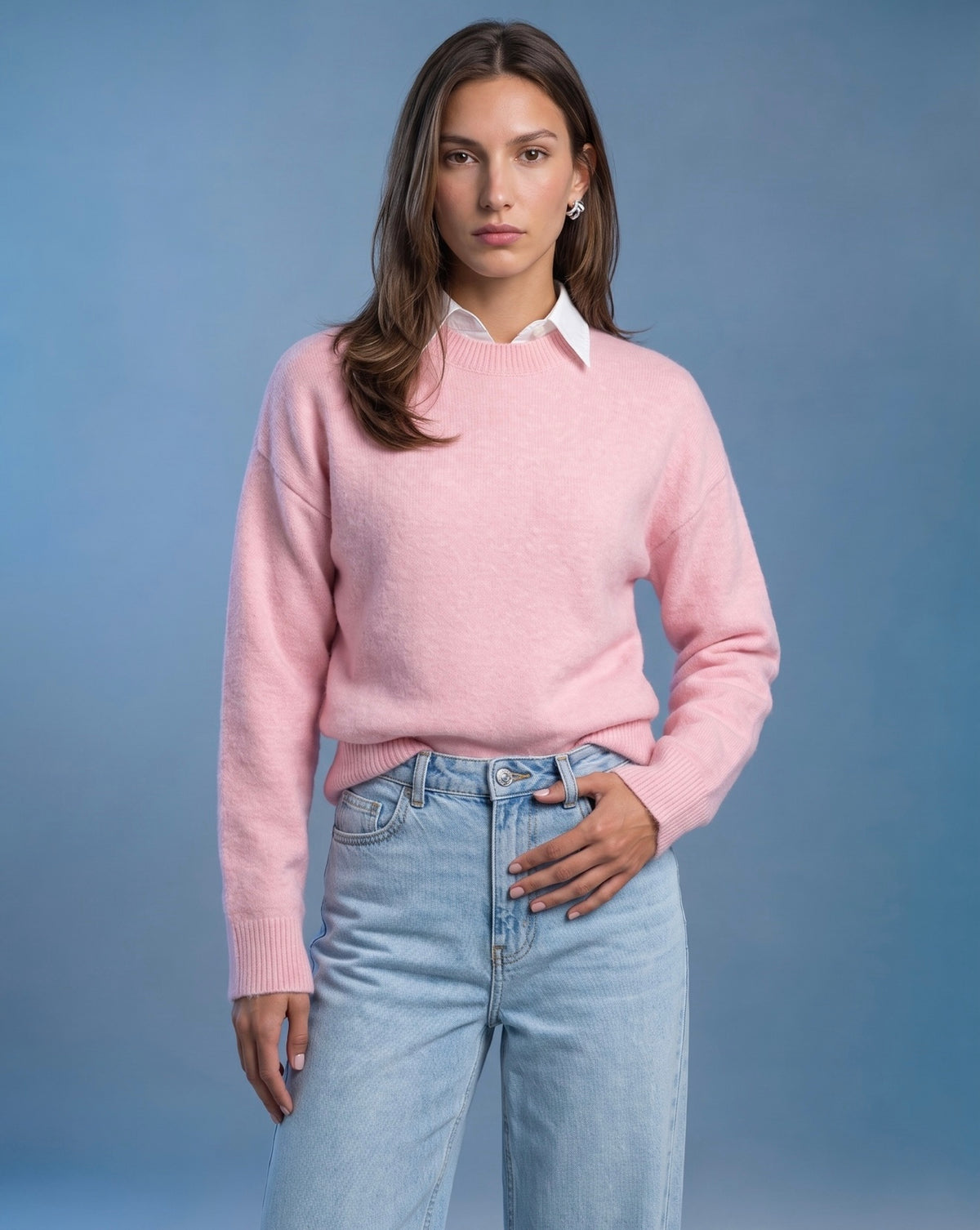 Classic Knit Sweater - Pink