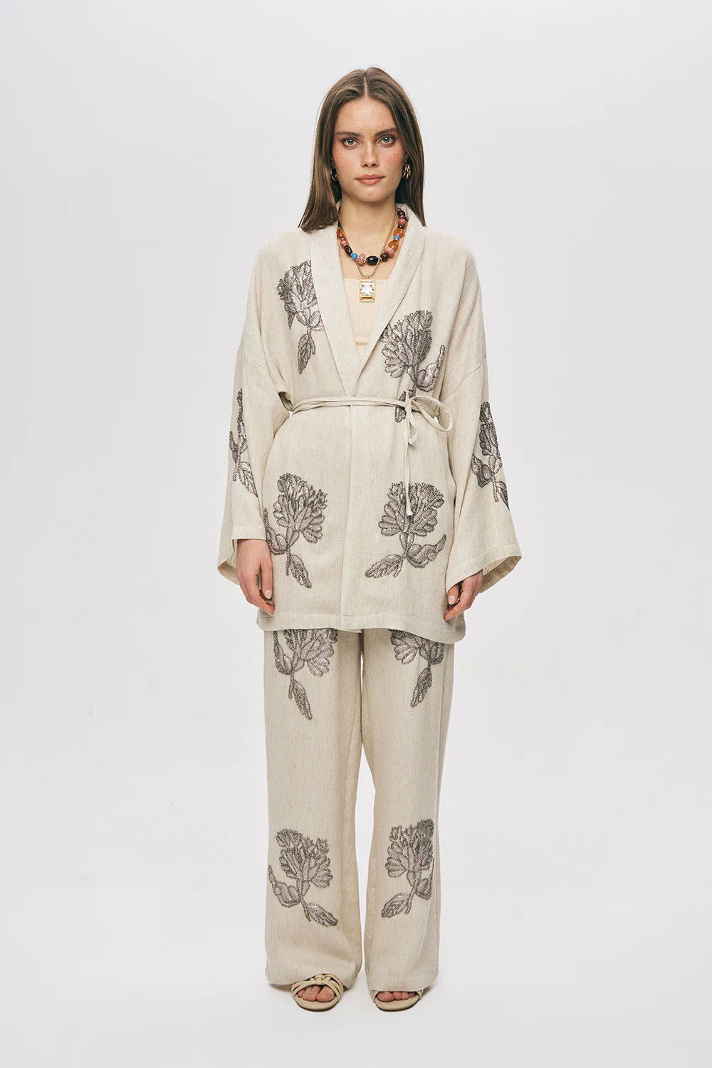Linen Kimono with Embroidery