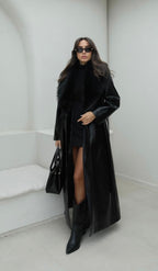 Fur-detailed Leather Coat