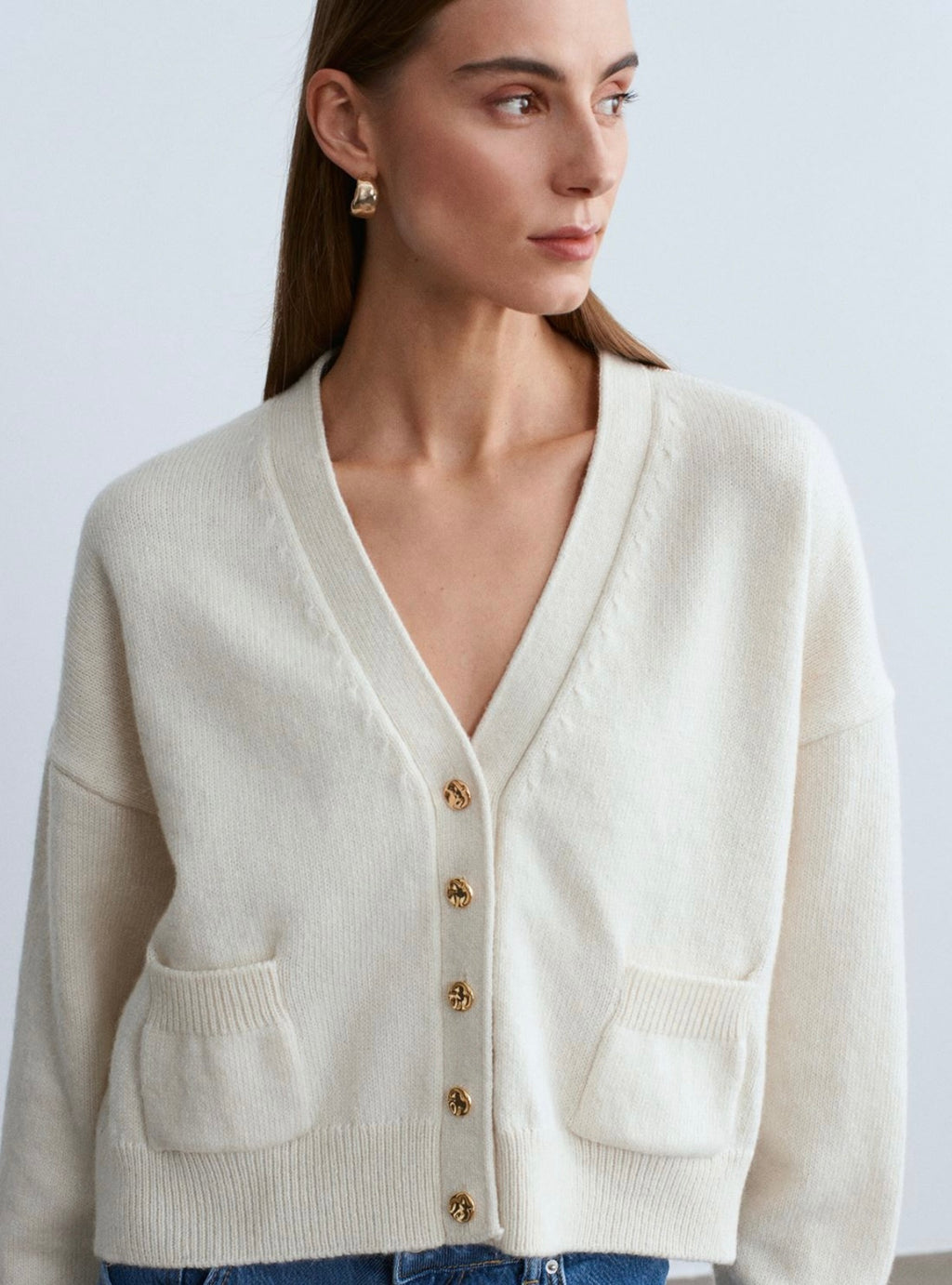 Black Cardigan with Gold Buttons