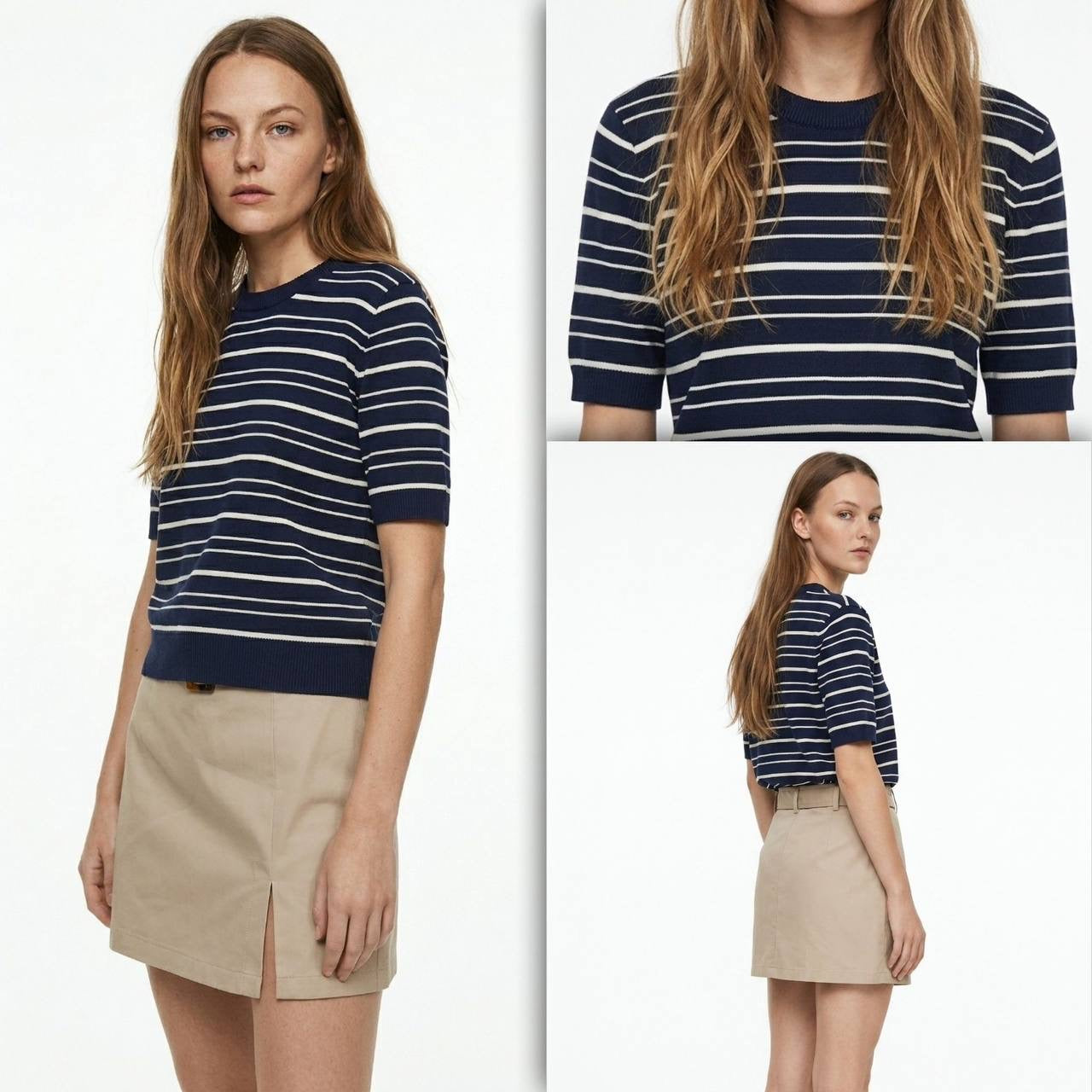 Navy Striped Blouse