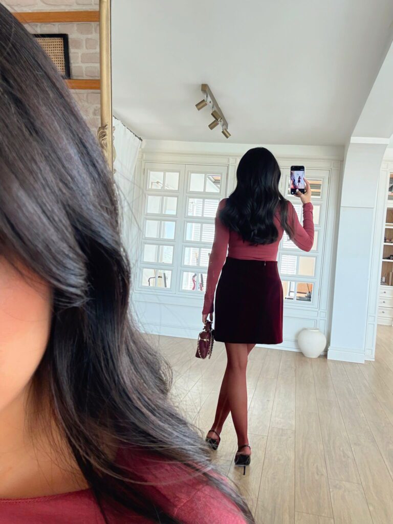 Burgundy Velvet Skirt