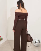 Off shoulder Brown Blouse