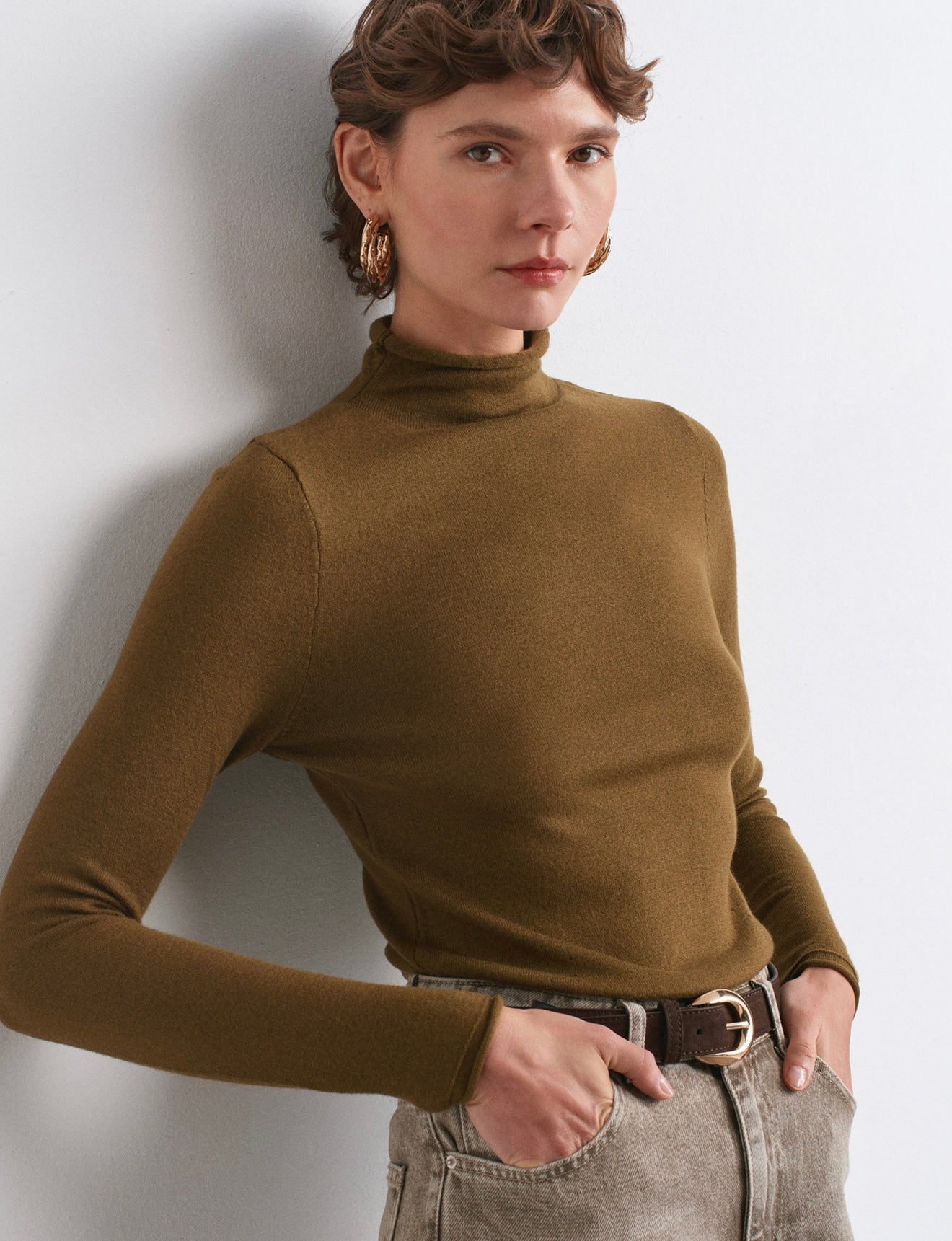 Oil Green Soft Knitwear