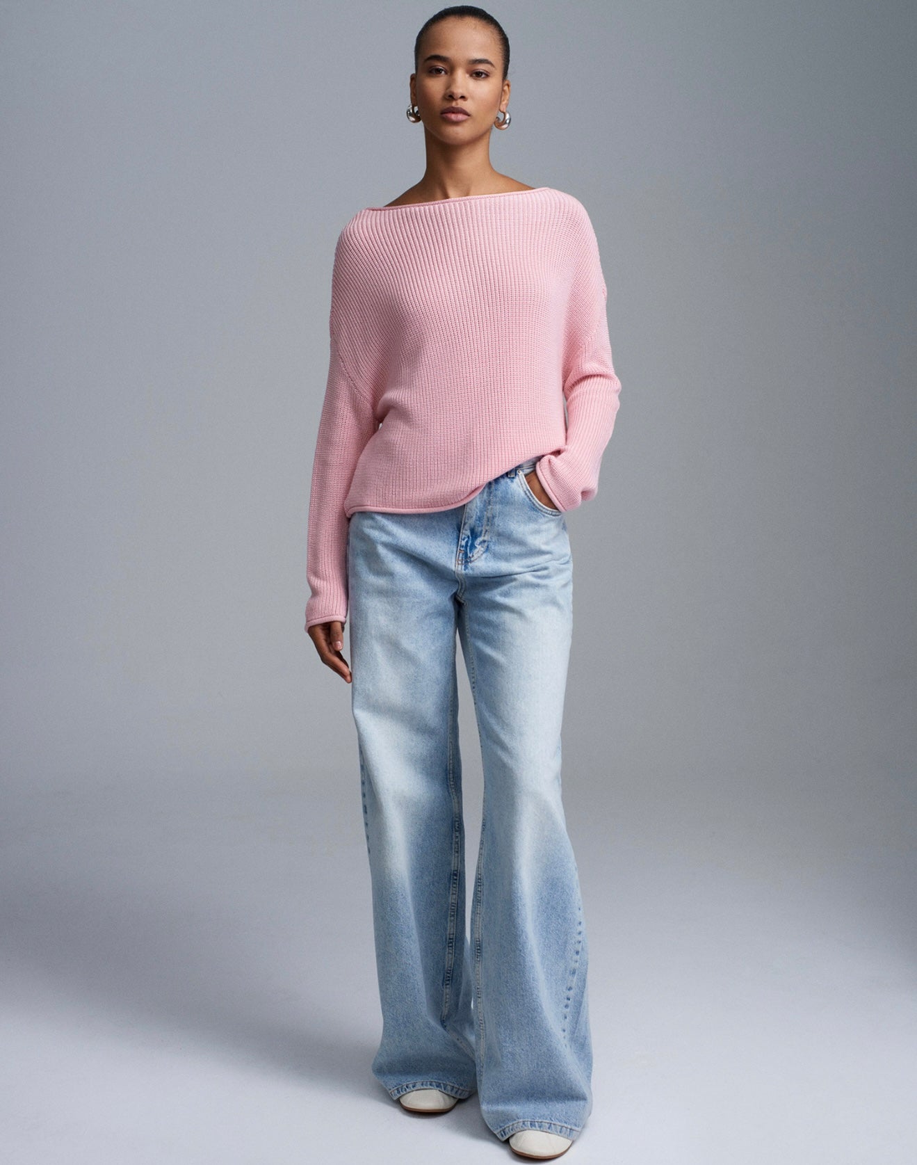 Wide collar blouse - pink