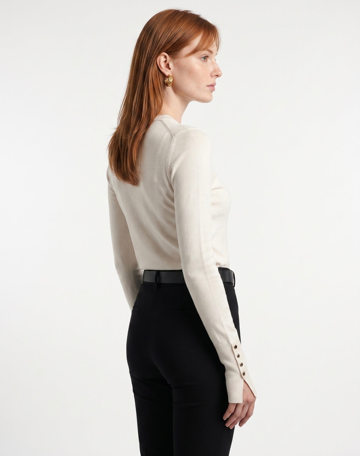Cuff Button Top - Ecru