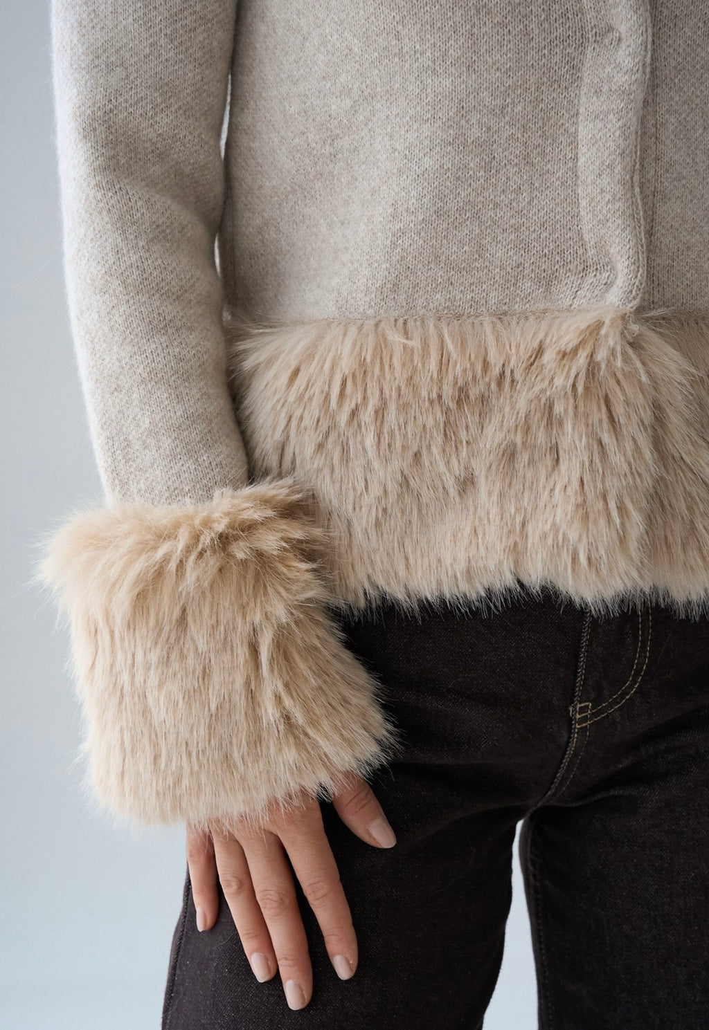 Fur-detailed Cardigan