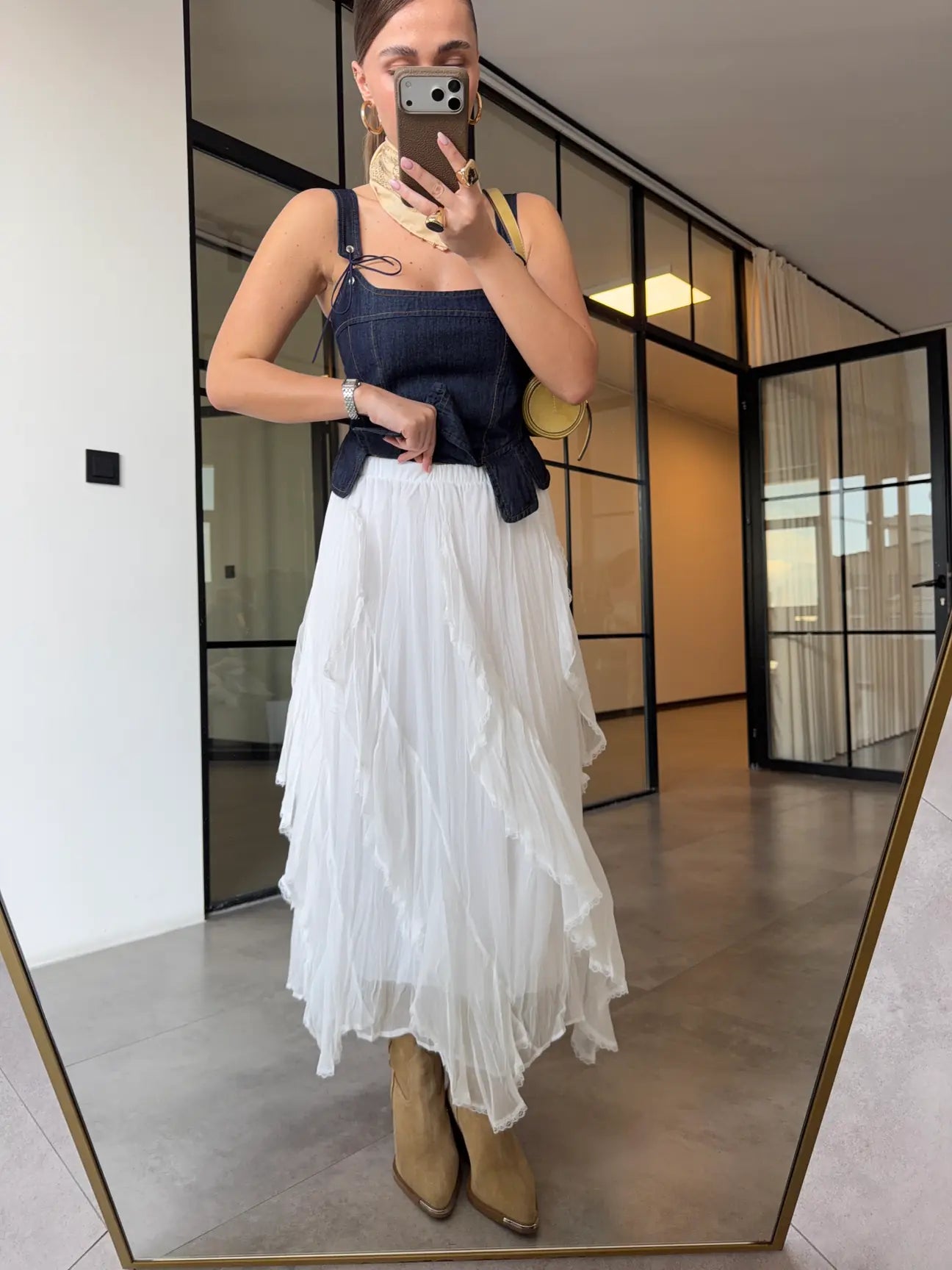 Ruffle Maxi Skirt - White