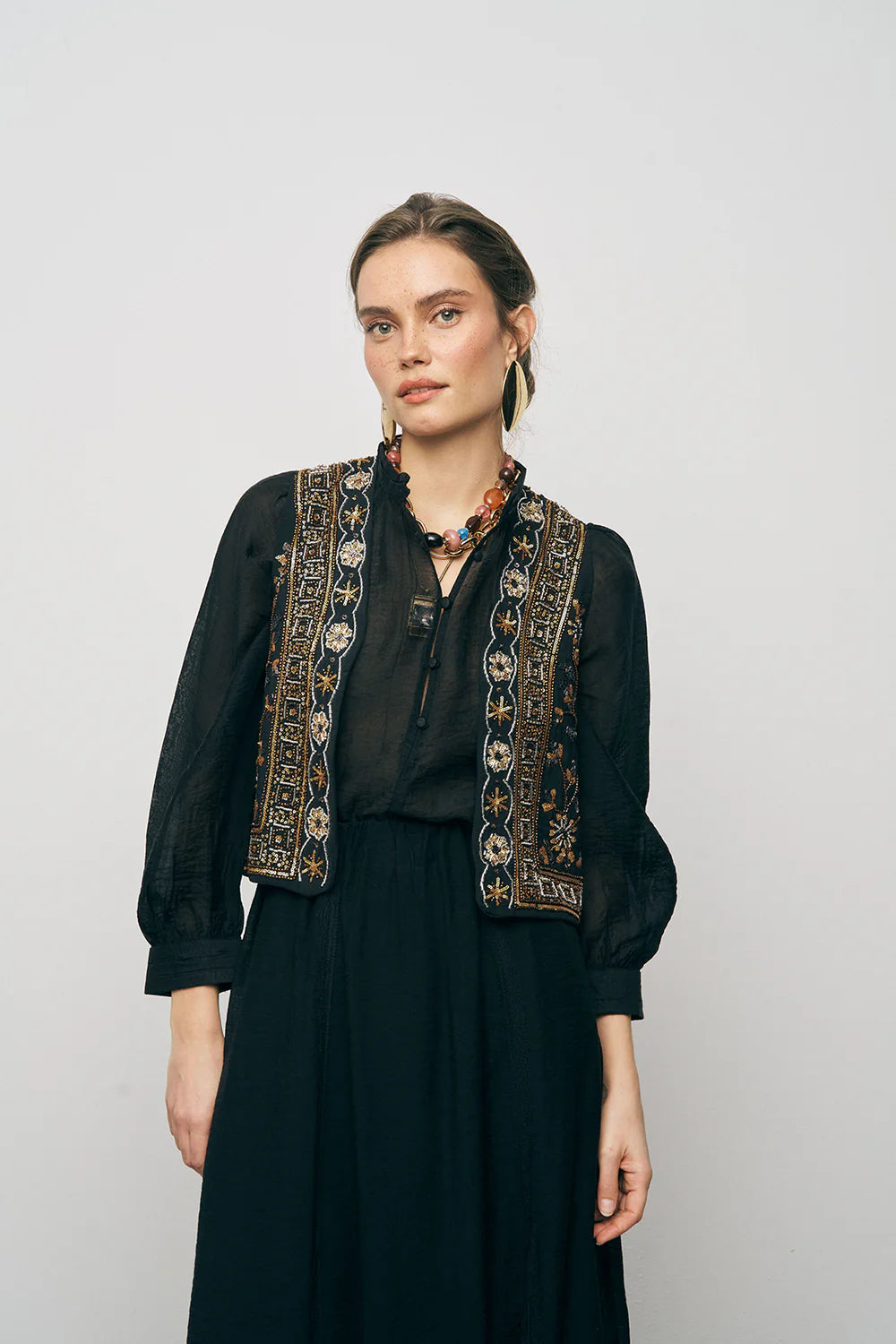 Black Beaded Vest