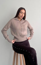 Dilvin Beige-buttoned top