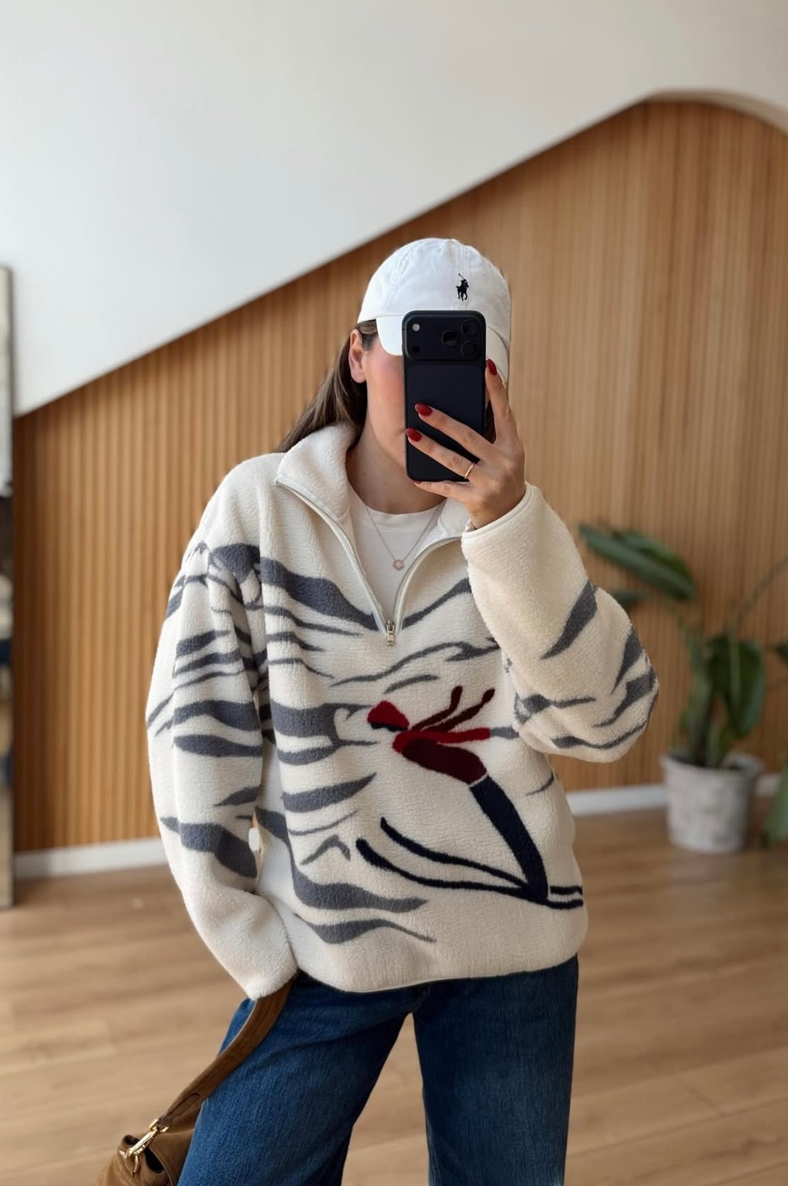 Grey print Ski-sweater