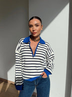 Zip Stripe Knit - Blue
