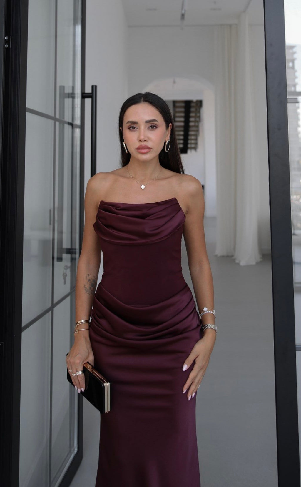 Burgundy Satin Dress