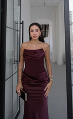 Burgundy Satin Dress