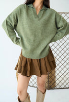 Green V-neck Sweater