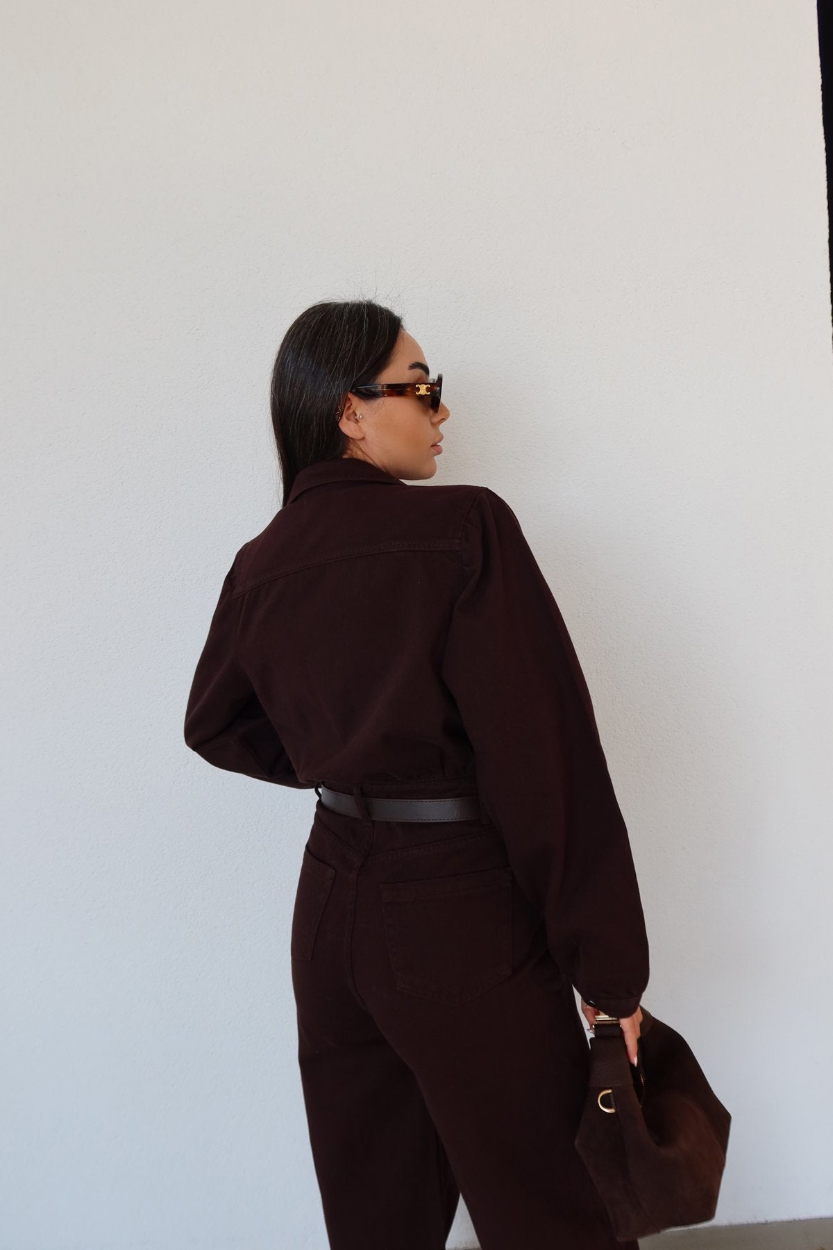 Denim Jumpsuit - Brown