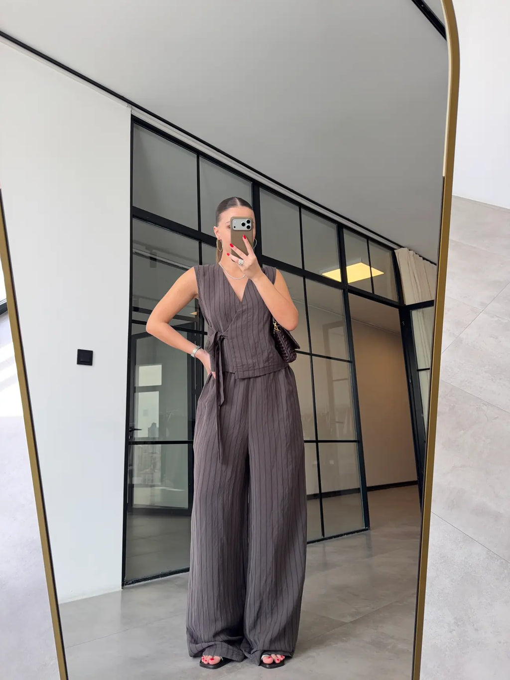 Striped Tencel Set - Mocha