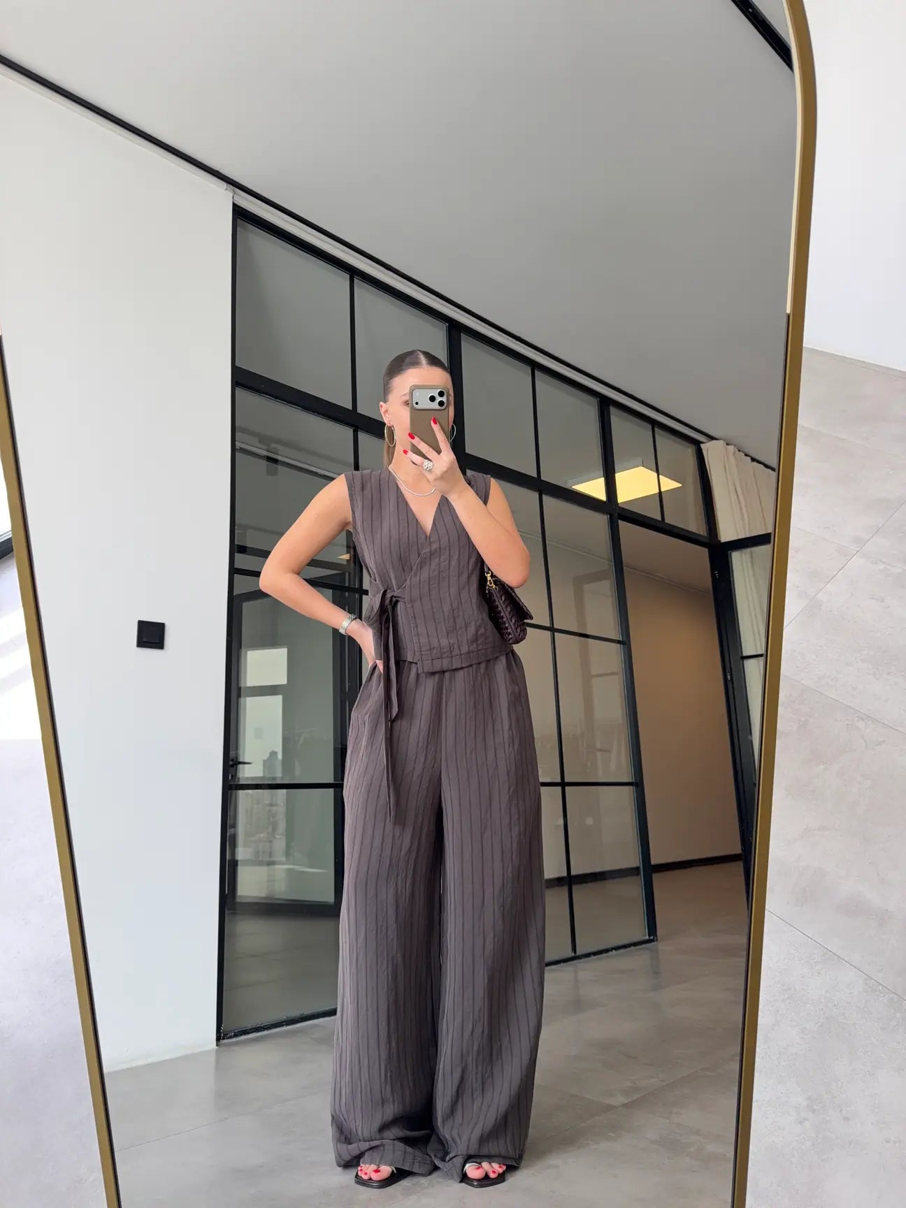 Striped Tencel Set - Mocha