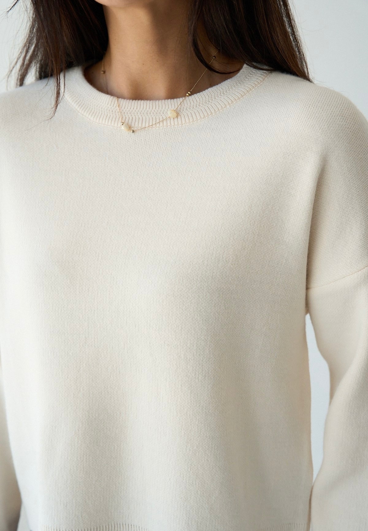 Ecru Round Neck Sweater