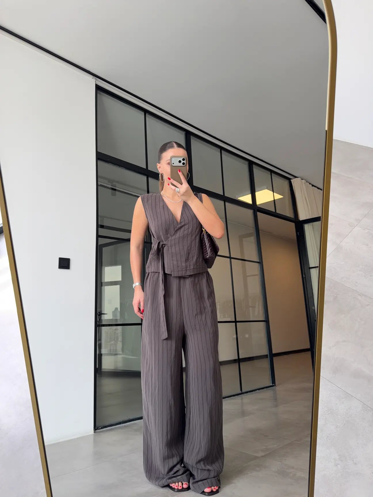 Striped Tencel Set - Mocha