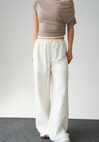 Linen-blend pants - White