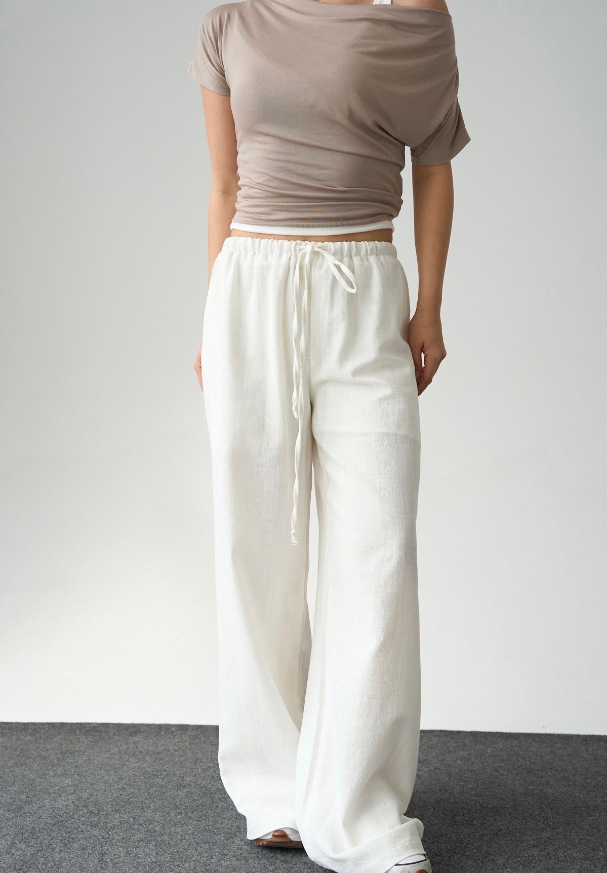 Linen-blend pants - White