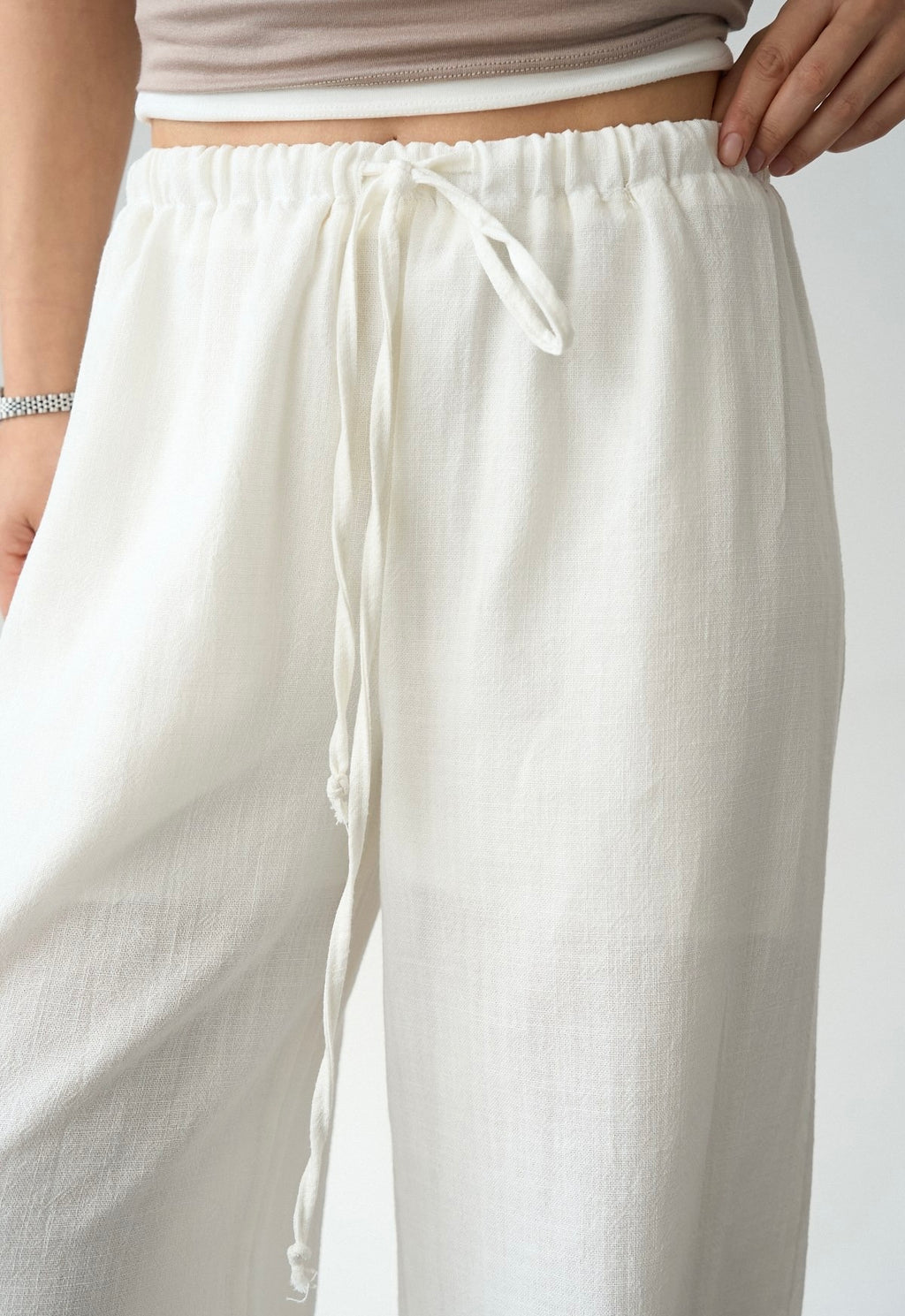 Linen-blend pants - White