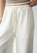 Linen-blend pants - White