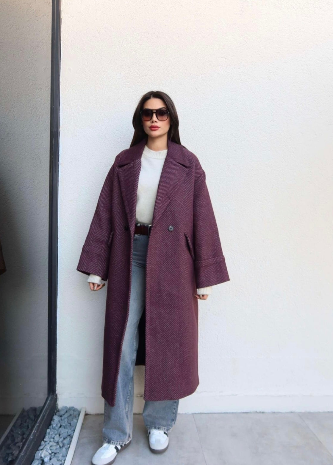 Burgundy Oversized Coat