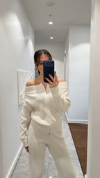 Ecru off-shoulder Set