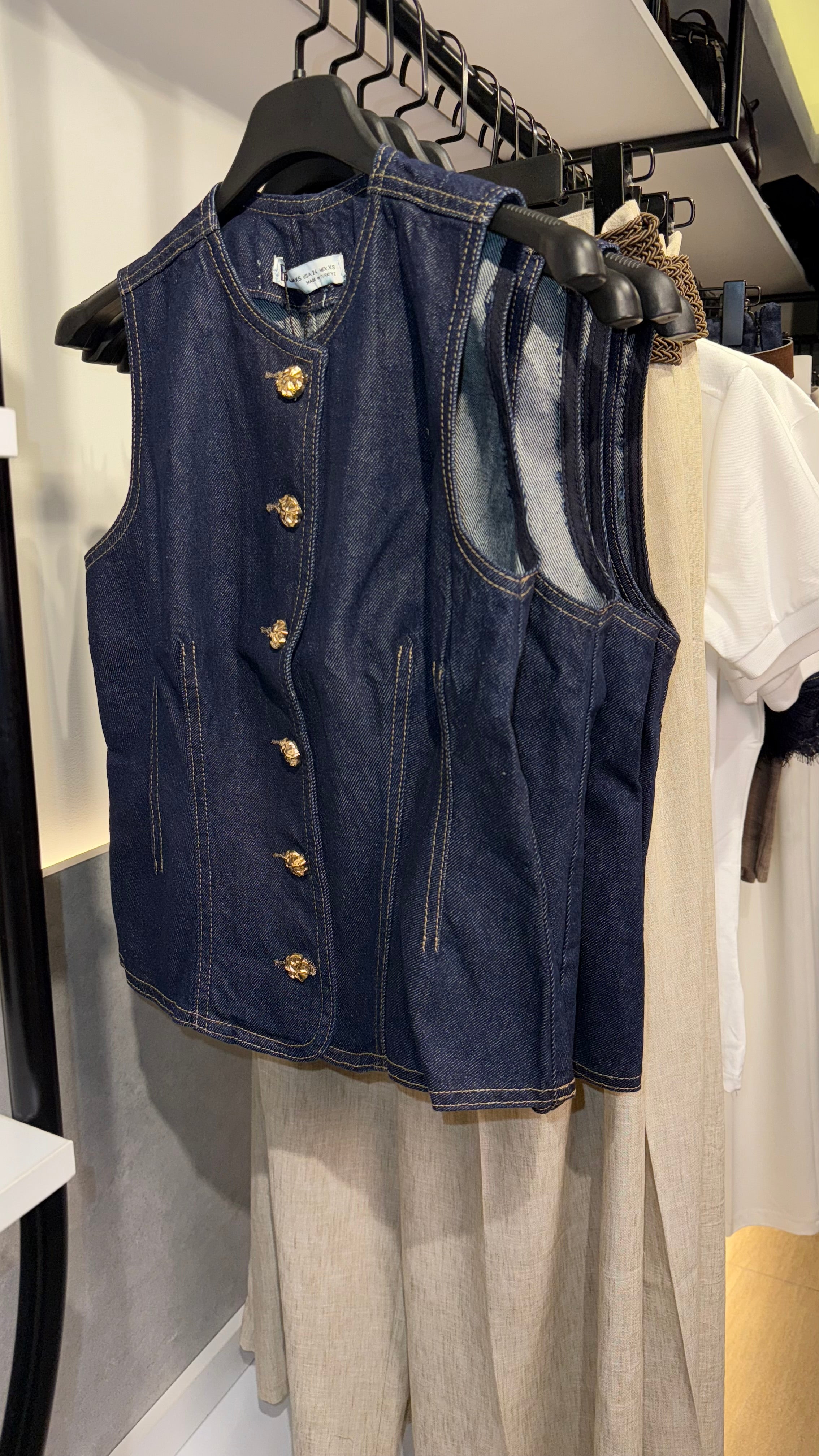 Gold Buttoned Denim Vest