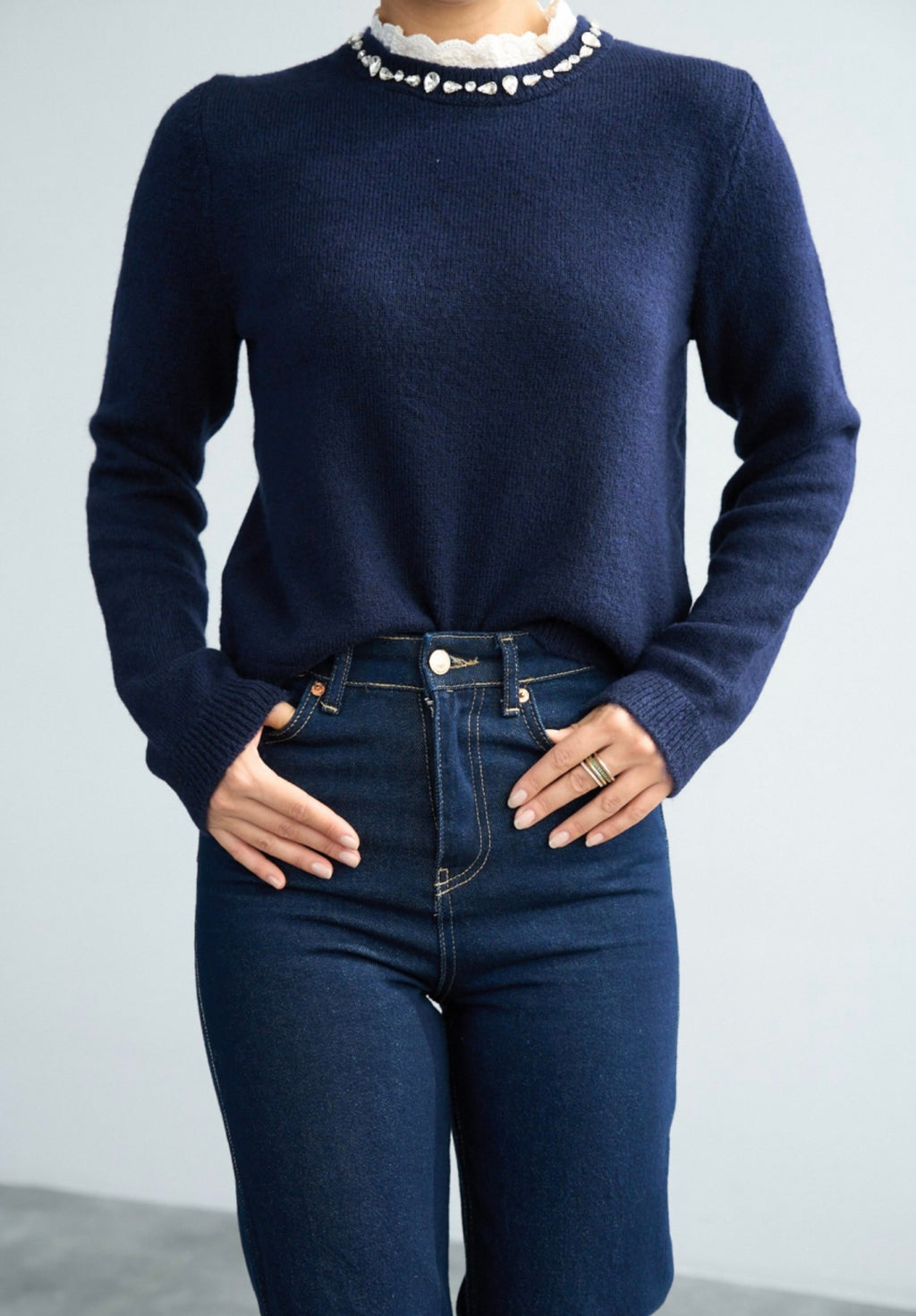 Sweater with stones Navy