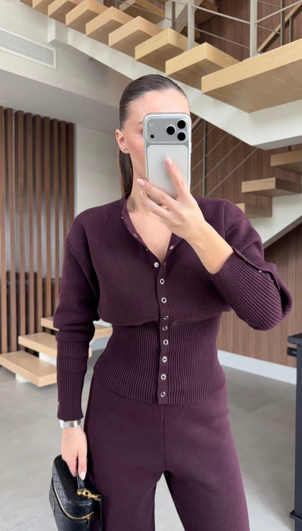 Burgundy Buttoned Set